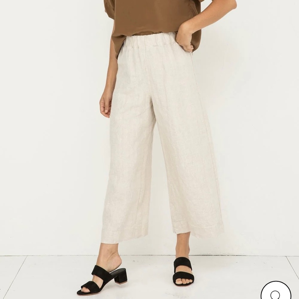 Elizabeth Suzann Florence Pant in Midweight Linen - Flax / S / Short